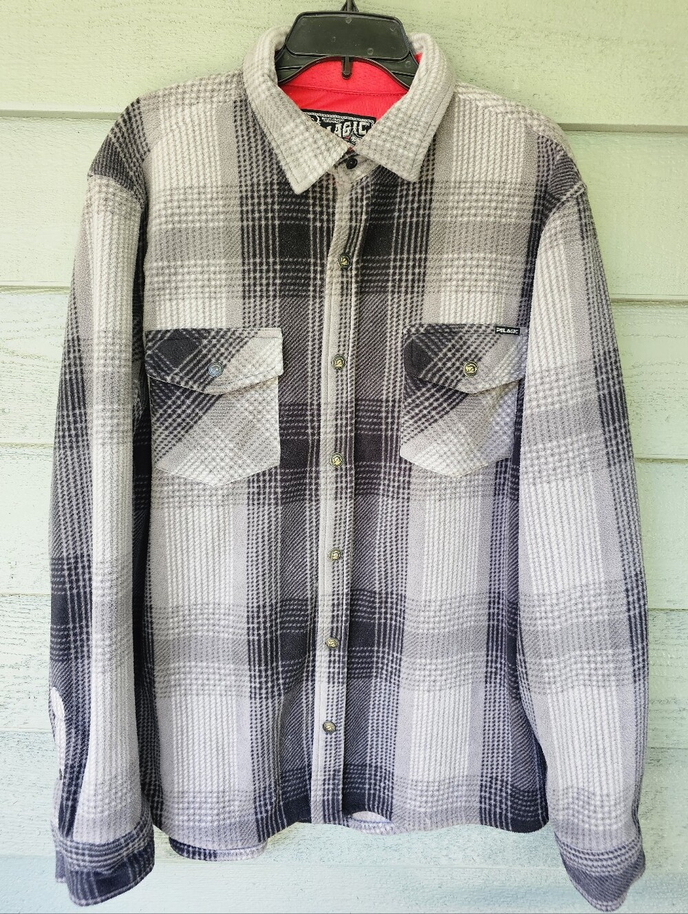 Pelagic Fishing Co. Men's XL Black/Gray Plaid Fleece Button-Up Shirt Jacket